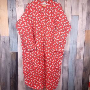 Vintage Diplomat Pajama Shirt Nightgown Red White Dog Print Size XL